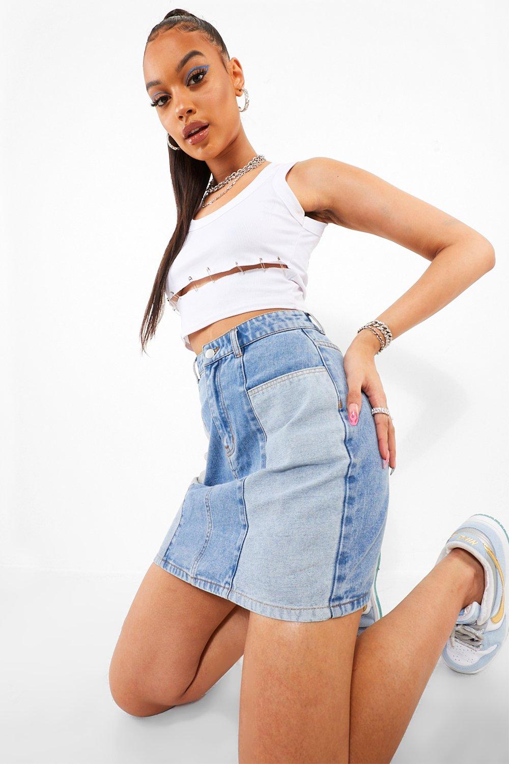 Colorblock denim new arrivals skirt